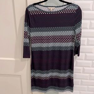 Banana Republic Factory mod pattern shift dress with 3/4 length sleeves - size s